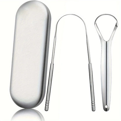 Premium 1pcs/3pcs Metal Tongue Scraper Cleaner for Adults & Kids Portable Stainless Steel Tongue Scrapers Brushes for Removing
