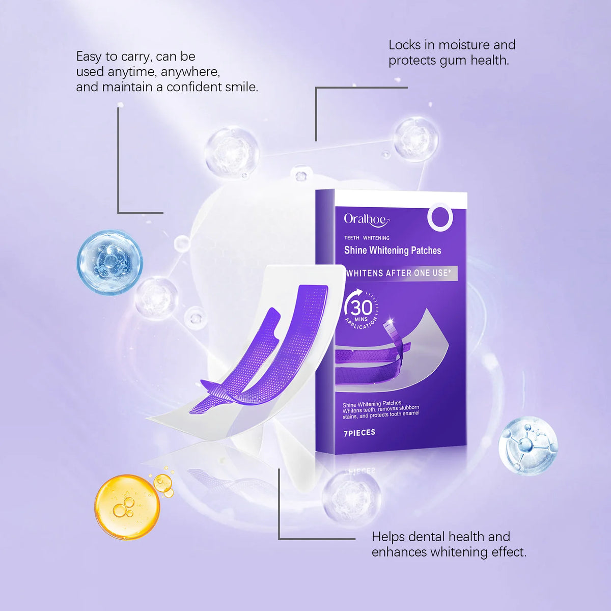 Purple Teeth Whitening Strips Brighten Tooth Remove Plaque Stain Cleaning Oral Hygiene Reduce Sensitivity Bleaching Dental Tools